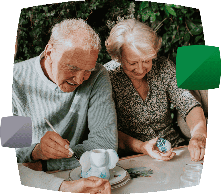 Older adults doing crafts