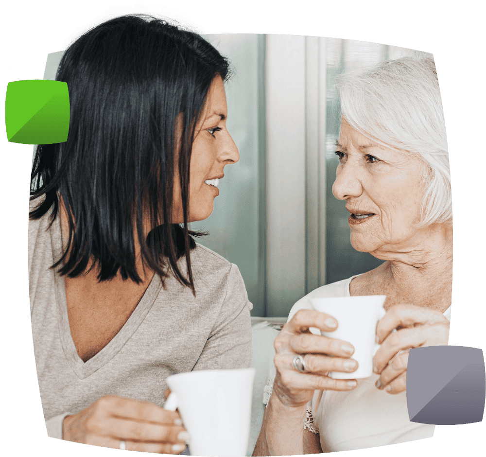 Two women drinking tea