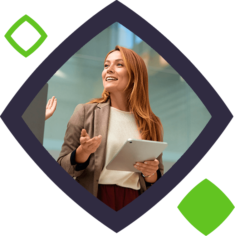 Business woman in conversation with colleague