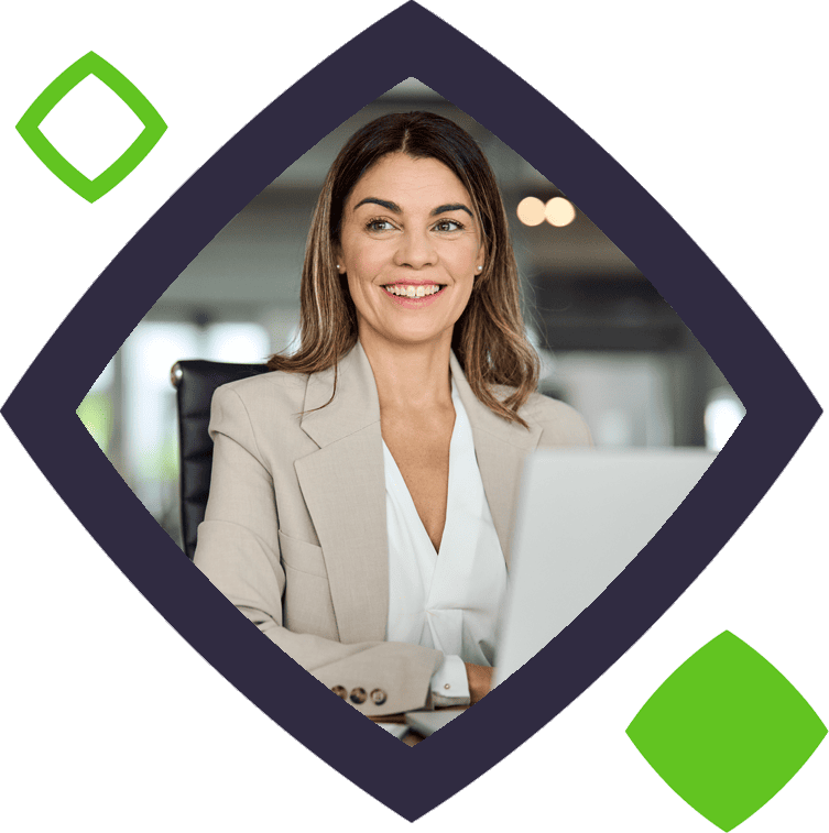 smiling business woman with laptop