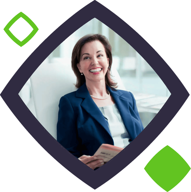 woman in suit smiling