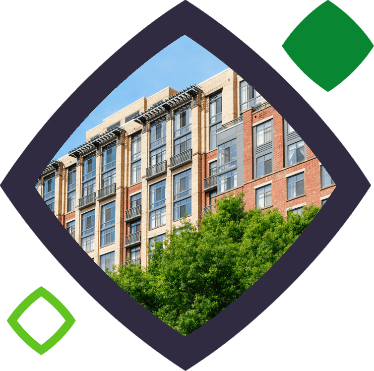 Block of flats with trees outside